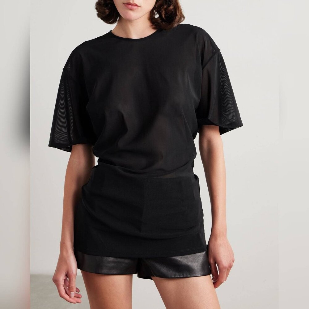 Acne Studios AW24 Black Ruched Mesh T-Shirt